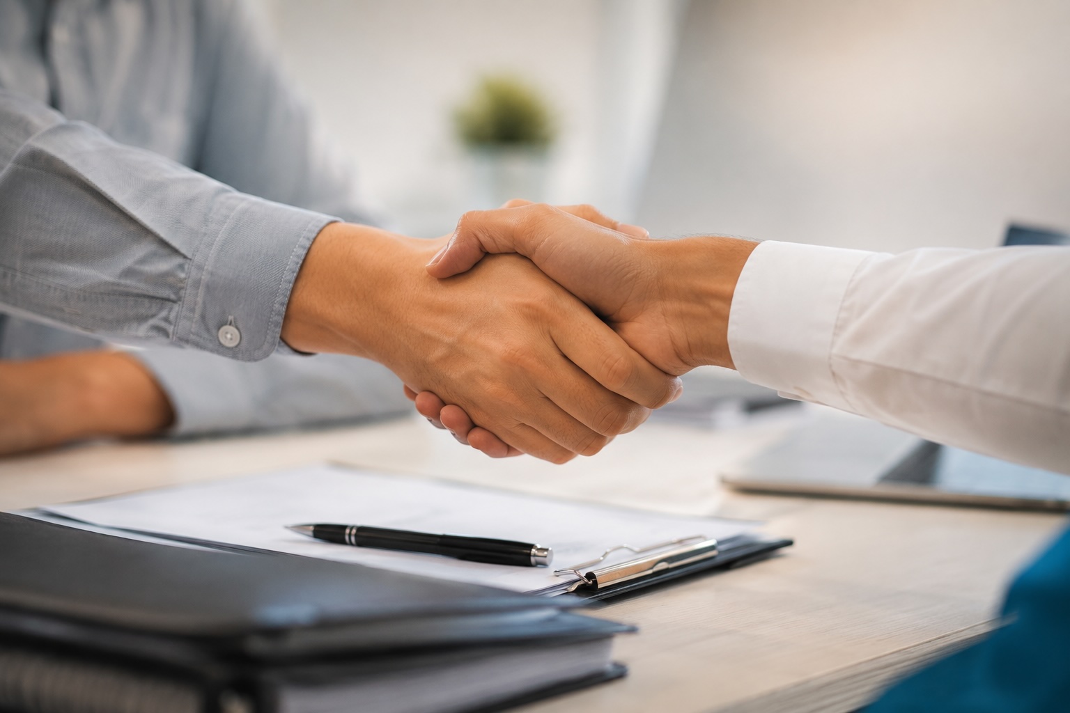 Firma de contrato de arrendamiento industrial
